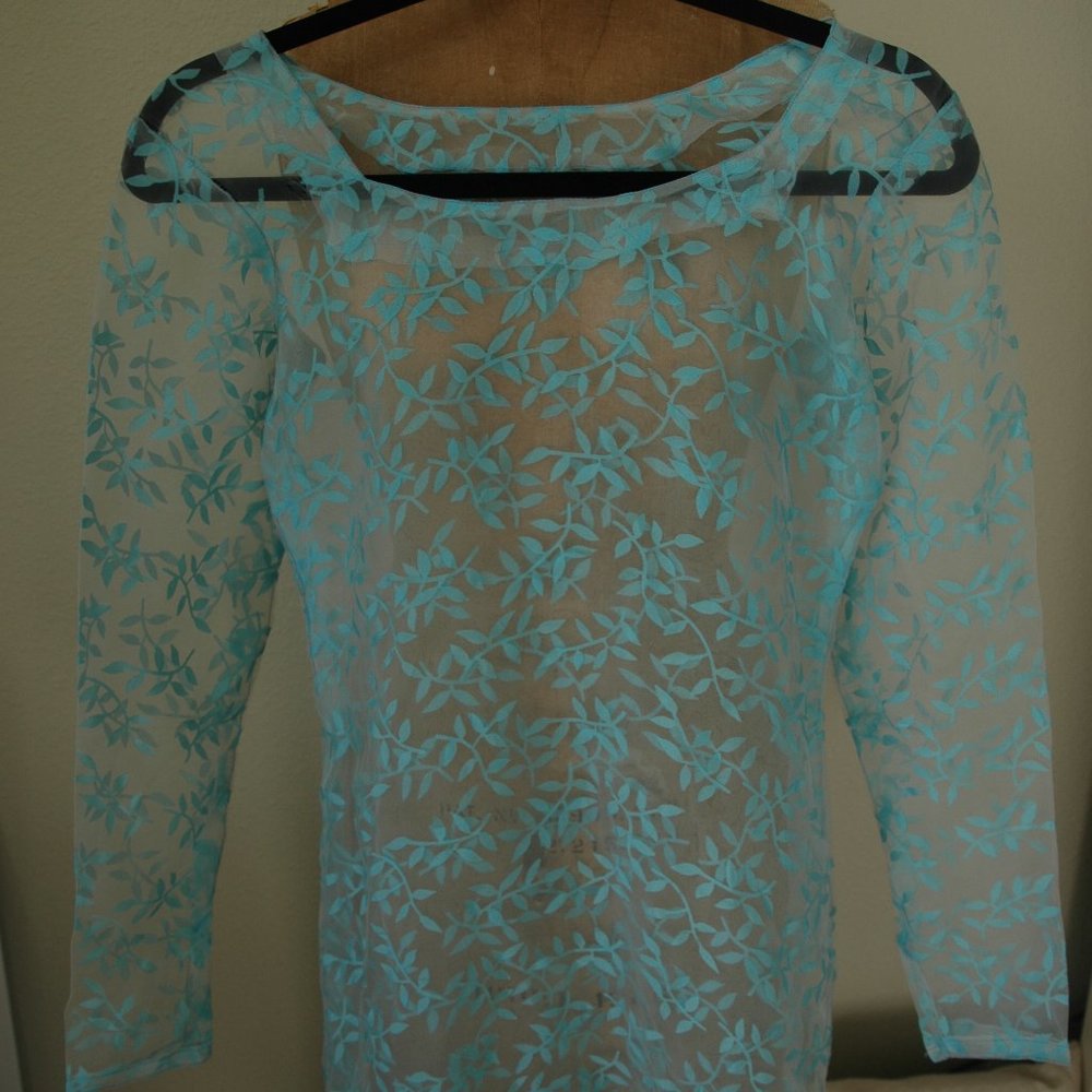 Sheer Blue Flocked Tunic/Dress - SALE